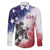 USA Ice Hockey Custom Family Matching Long Sleeve Bodycon Dress and Hawaiian Shirt Splash Art Abstract Style