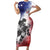 USA Ice Hockey Custom Family Matching Short Sleeve Bodycon Dress and Hawaiian Shirt Splash Art Abstract Style