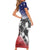 USA Ice Hockey Custom Family Matching Short Sleeve Bodycon Dress and Hawaiian Shirt Splash Art Abstract Style