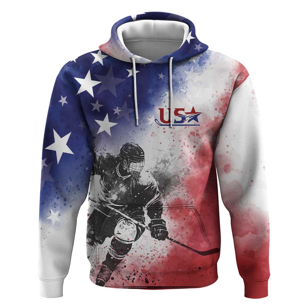 USA Ice Hockey Custom Hoodie Splash Art Abstract Style