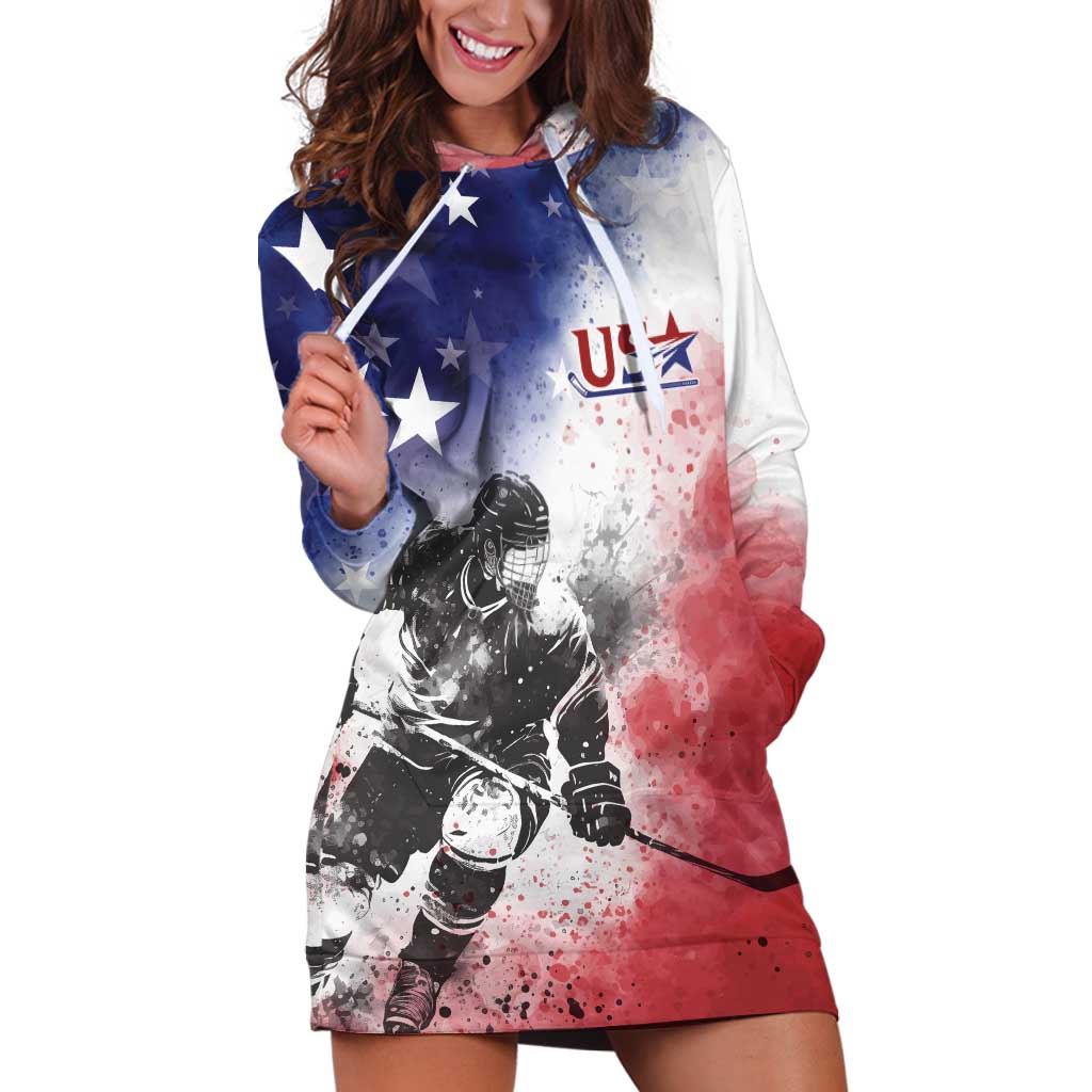 USA Ice Hockey Custom Hoodie Dress Splash Art Abstract Style