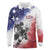 USA Ice Hockey Custom Long Sleeve Polo Shirt Splash Art Abstract Style