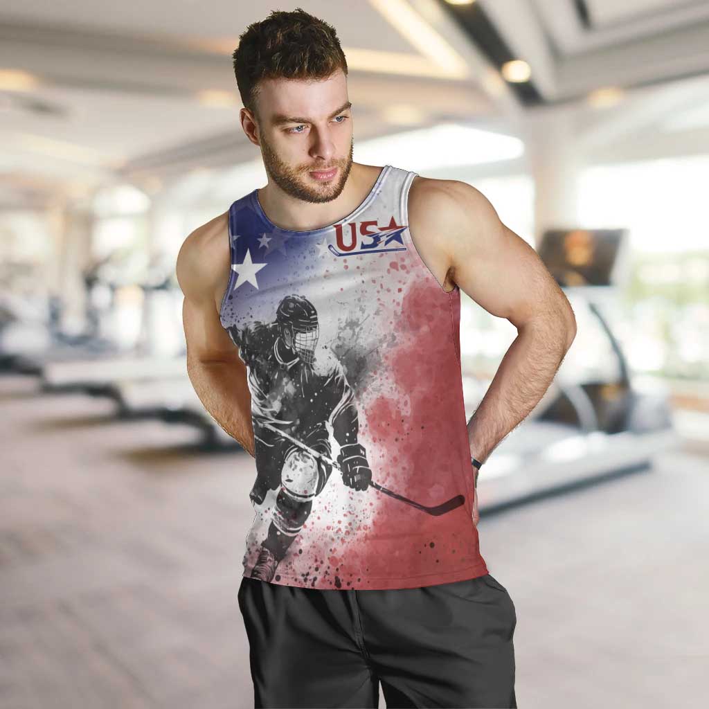 USA Ice Hockey Custom Men Tank Top Splash Art Abstract Style