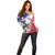 USA Ice Hockey Custom Off Shoulder Sweater Splash Art Abstract Style