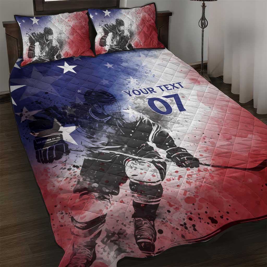 USA Ice Hockey Custom Quilt Bed Set Splash Art Abstract Style