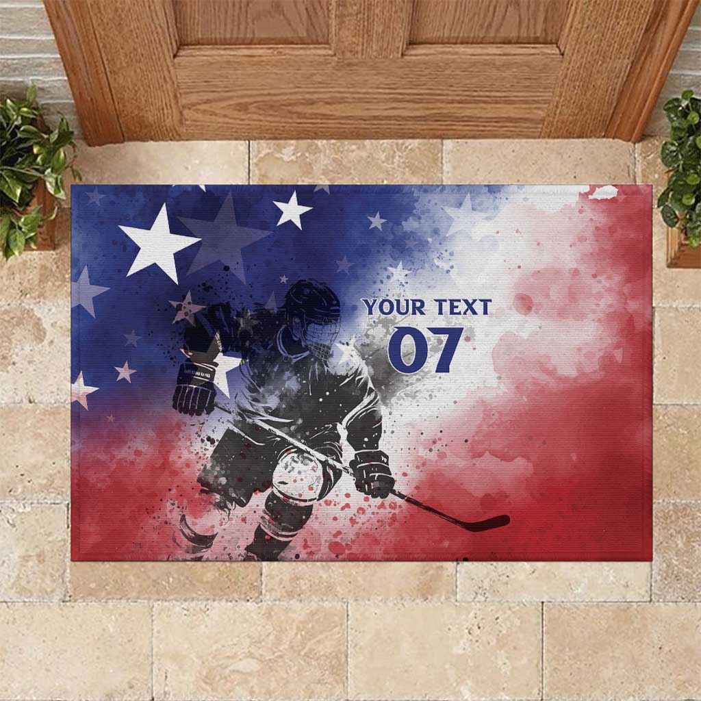 USA Ice Hockey Custom Rubber Doormat Splash Art Abstract Style