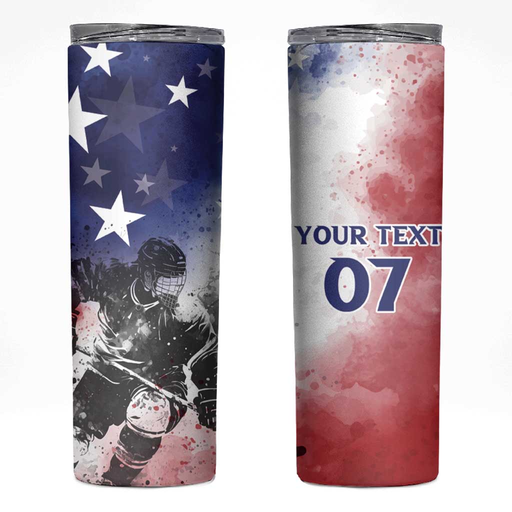 USA Ice Hockey Custom Skinny Tumbler Splash Art Abstract Style