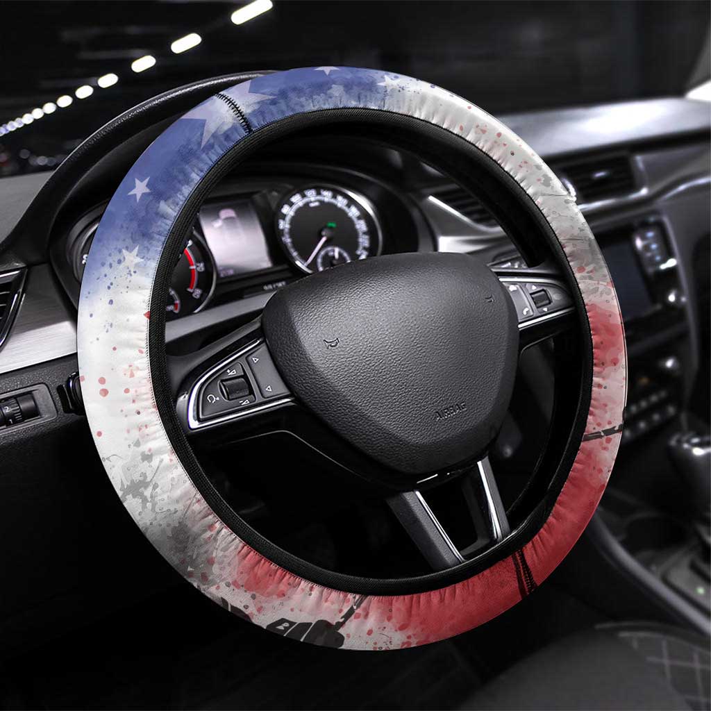 USA Ice Hockey Steering Wheel Cover Splash Art Abstract Style