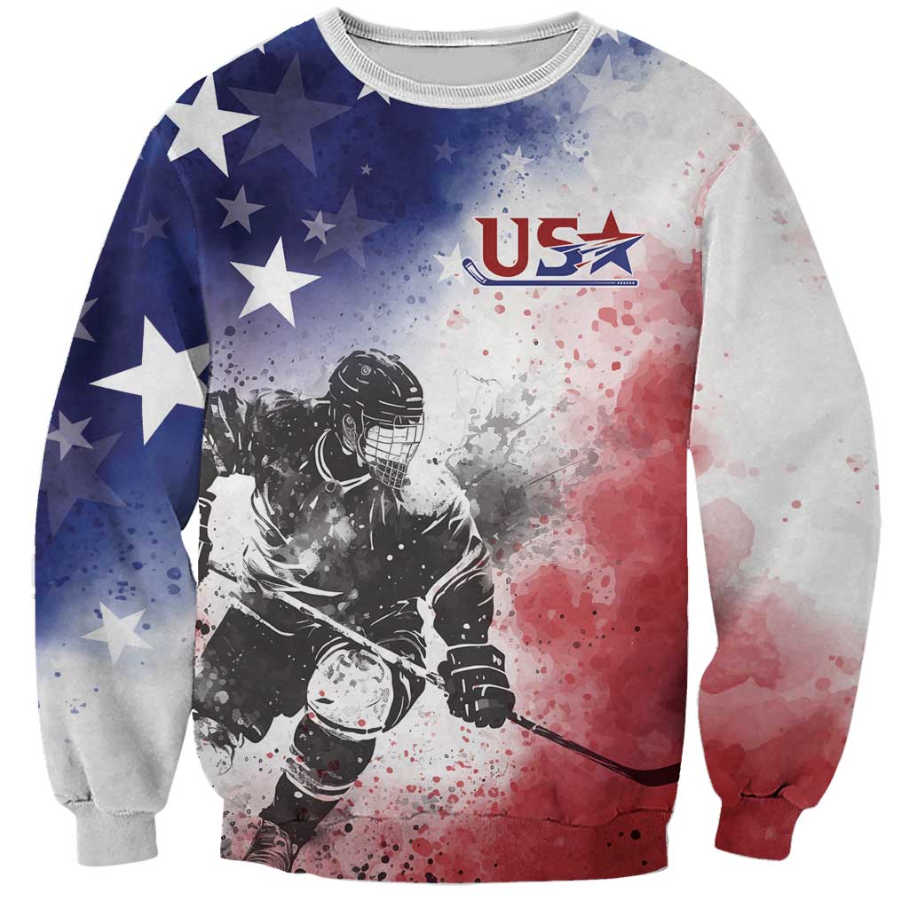 USA Ice Hockey Custom Sweatshirt Splash Art Abstract Style