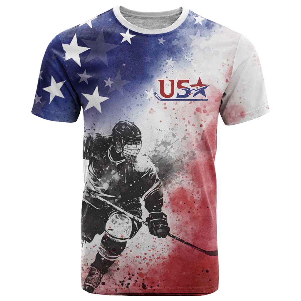 USA Ice Hockey Custom T Shirt Splash Art Abstract Style