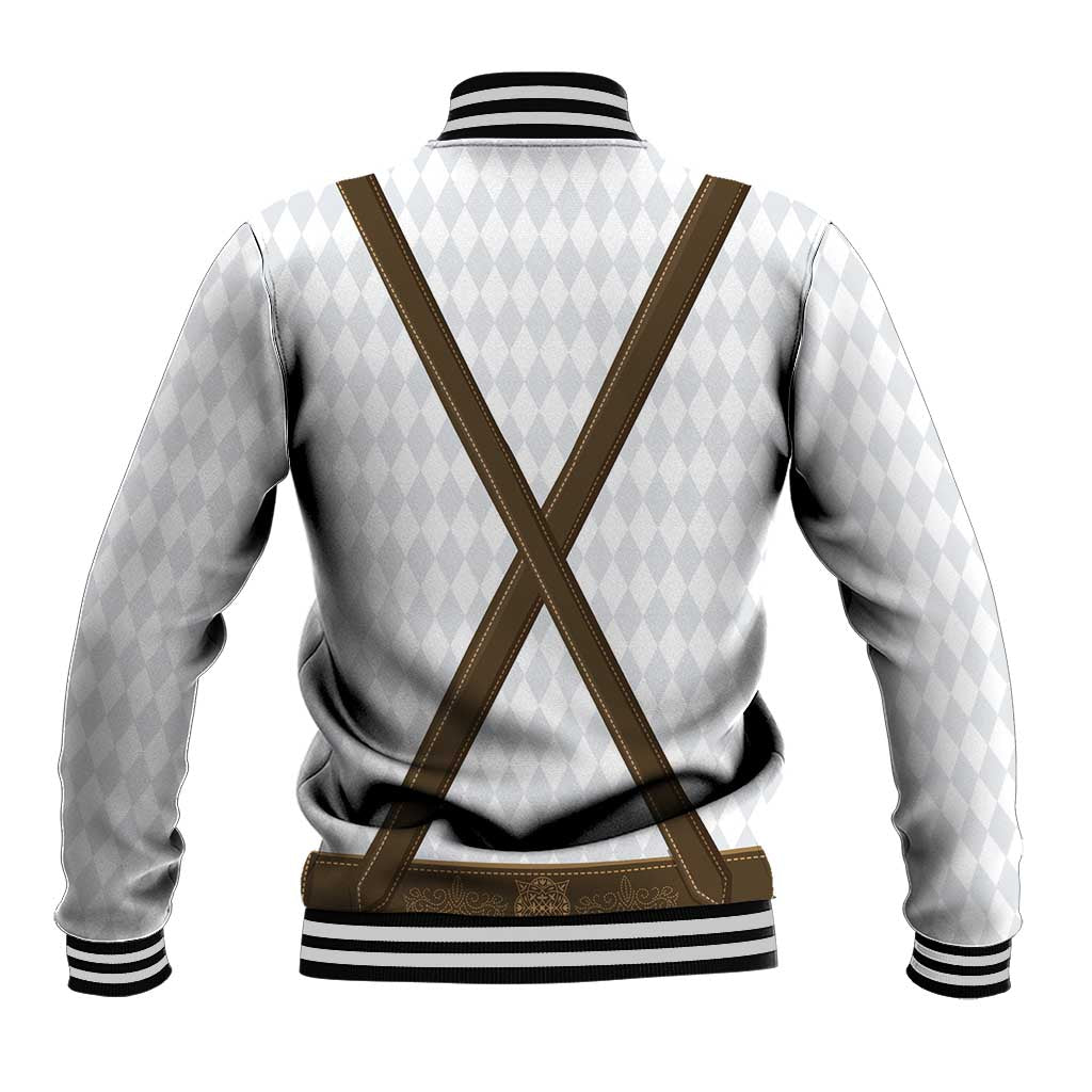 Germany Trachten Lederhose Inspired Baseball Jacket Washed Brown