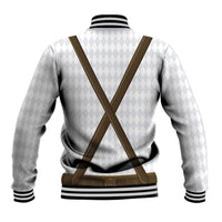 Germany Trachten Lederhose Inspired Baseball Jacket Washed Brown
