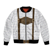 Germany Trachten Lederhose Inspired Bomber Jacket Washed Brown