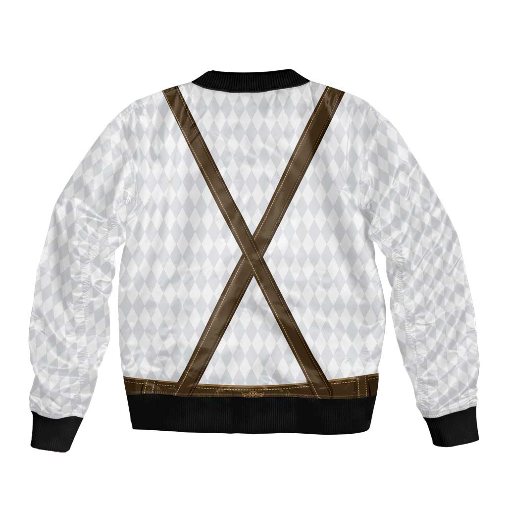 Germany Trachten Lederhose Inspired Bomber Jacket Washed Brown