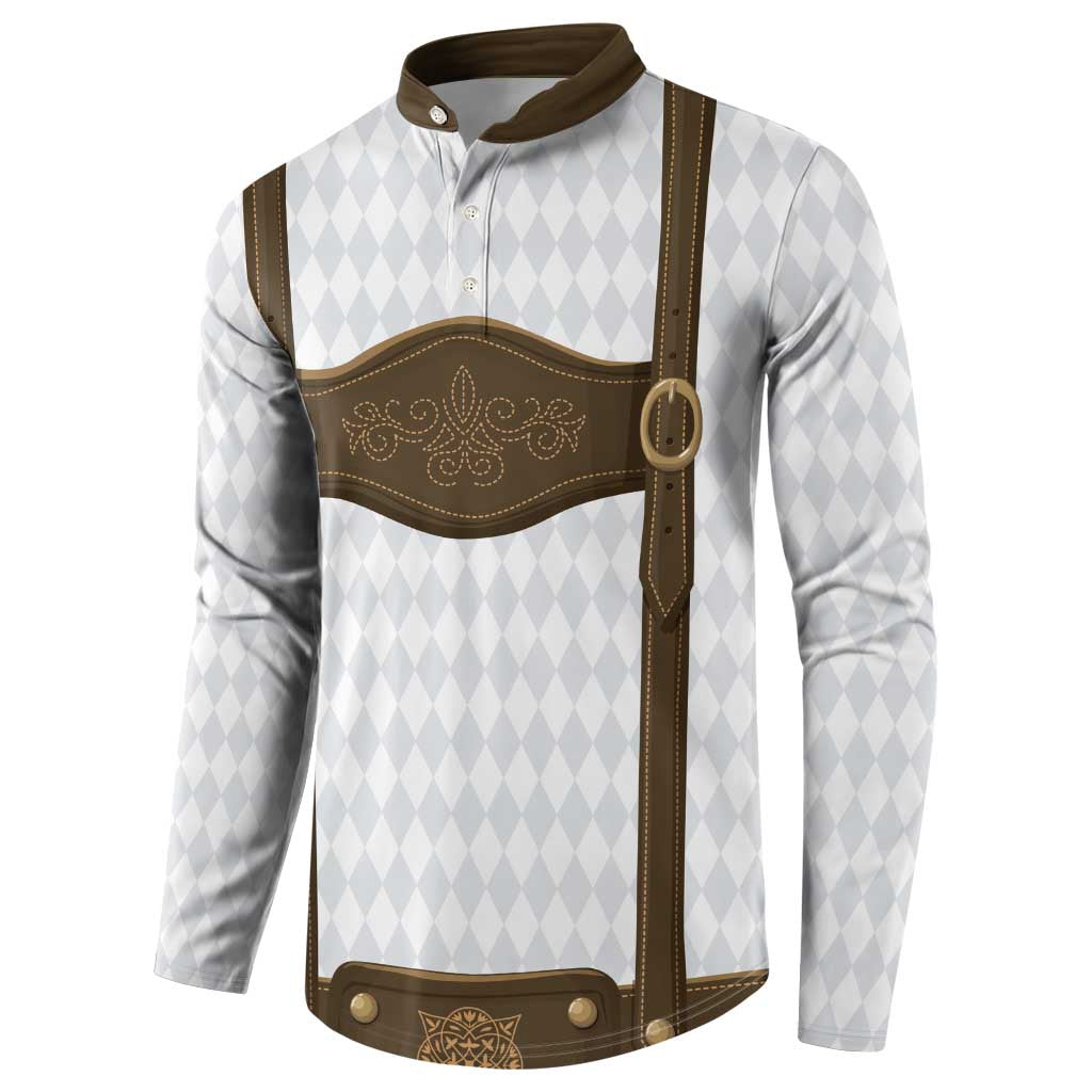 Germany Trachten Lederhose Inspired Button Sweatshirt Washed Brown