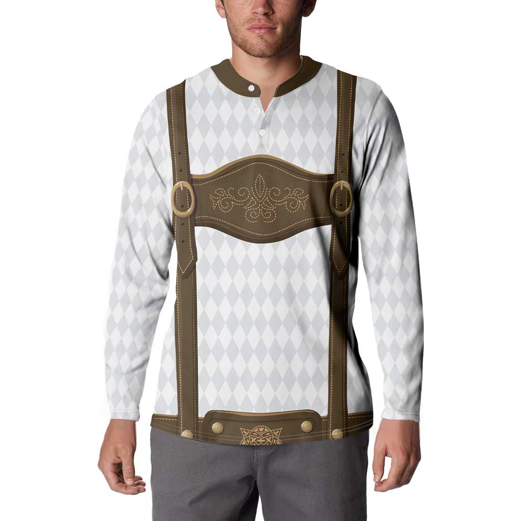 Germany Trachten Lederhose Inspired Button Sweatshirt Washed Brown
