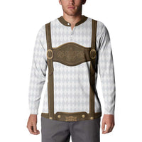 Germany Trachten Lederhose Inspired Button Sweatshirt Washed Brown