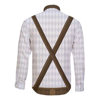 Germany Trachten Lederhose Inspired Long Sleeve Button Shirt Washed Brown