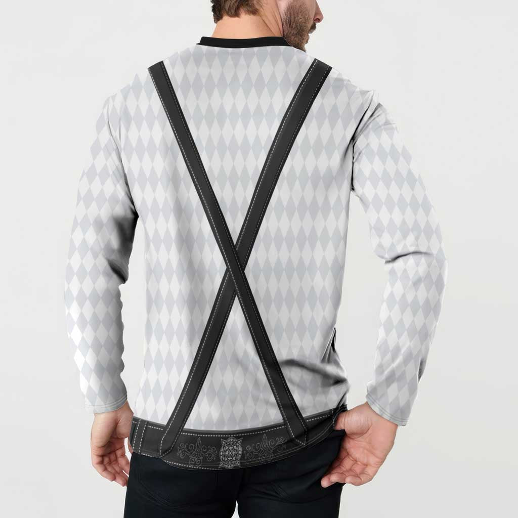 Germany Trachten Lederhose Inspired Button Sweatshirt Sable Black