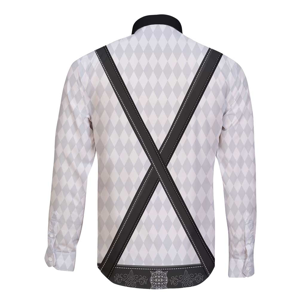 Germany Trachten Lederhose Inspired Long Sleeve Button Shirt Sable Black