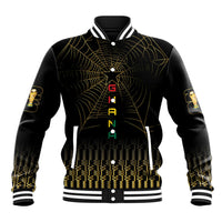 Ghana Black Star Custom Baseball Jacket Gold Ananse Spiderweb Inspired