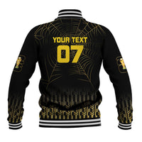 Ghana Black Star Custom Baseball Jacket Gold Ananse Spiderweb Inspired