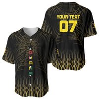 Ghana Black Star Custom Baseball Jersey Gold Ananse Spiderweb Inspired
