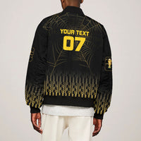 Ghana Black Star Custom Bomber Jacket Gold Ananse Spiderweb Inspired