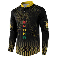 Ghana Black Star Custom Button Sweatshirt Gold Ananse Spiderweb Inspired