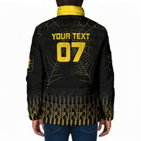 Ghana Black Star Custom Padded Jacket Gold Ananse Spiderweb Inspired
