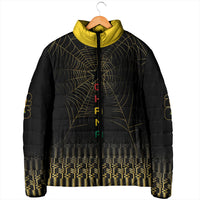 Ghana Black Star Custom Padded Jacket Gold Ananse Spiderweb Inspired