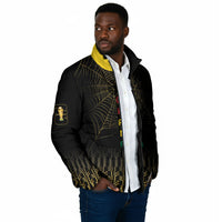 Ghana Black Star Custom Padded Jacket Gold Ananse Spiderweb Inspired
