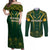 Personalised South African Heritage Day Couples Matching Off Shoulder Maxi Dress and Long Sleeve Button Shirts Kente Ethnic Patterns Mix Springboks LT7 - Wonder Print Shop