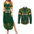 Personalised South African Heritage Day Couples Matching Summer Maxi Dress and Long Sleeve Button Shirts Kente Ethnic Patterns Mix Springboks LT7 - Wonder Print Shop