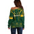 Personalised South African Heritage Day Off Shoulder Sweater Kente Ethnic Patterns Mix Springboks - Wonder Print Shop