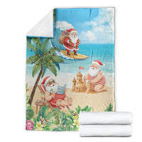 Tropical Christmas Funny Santa Blanket Beach Vacation