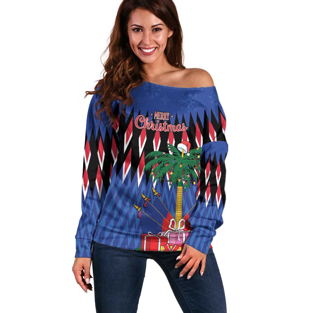 Personalized Haiti Off Shoulder Sweater Christmas Festive Vibes - Wonder Print Shop