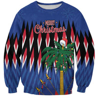 Personalized Haiti Christmas sweatshirt, blue; Santa and 'MERRY Christmas' front graphic
