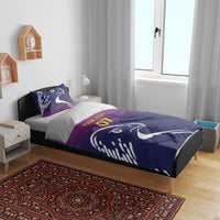 UAE cricket bedding set with Arabian falcon on dark blue duvet cover, 'YOUR TEXT' '07'.