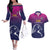 UAE Cricket Custom Couples Matching Off The Shoulder Long Sleeve Dress and Hawaiian Shirt Arabian Falcon LT7 - Wonder Print Shop