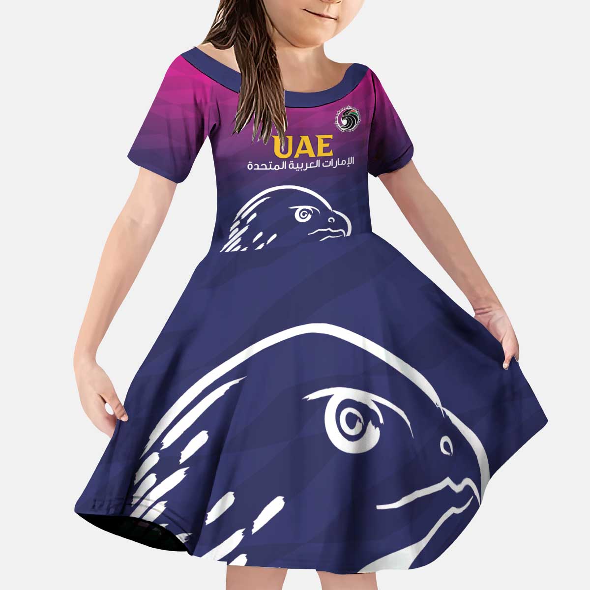 UAE Cricket Custom Kid Short Sleeve Dress Arabian Falcon - Wonder Print Shop