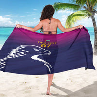 Custom sarong with falcon print, navy-to-magenta gradient, back view, YOUR TEXT 07