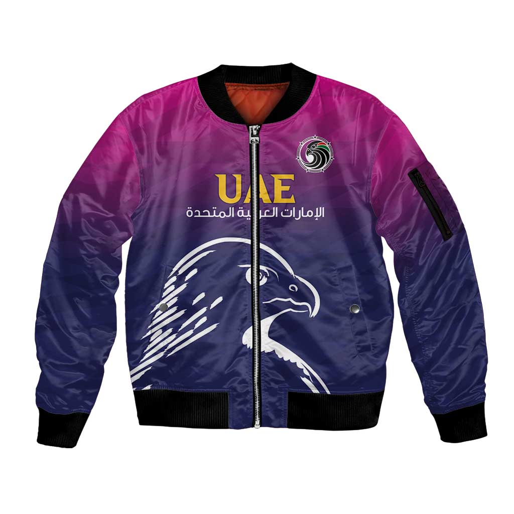 UEA Cricket Custom Sleeve Zip Bomber Jacket Arabian Falcon