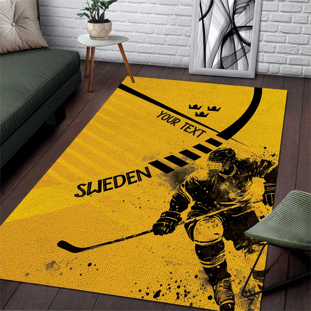 Sweden Ice Hockey Personalized Area Rug Tre Kronor - GO Sweden