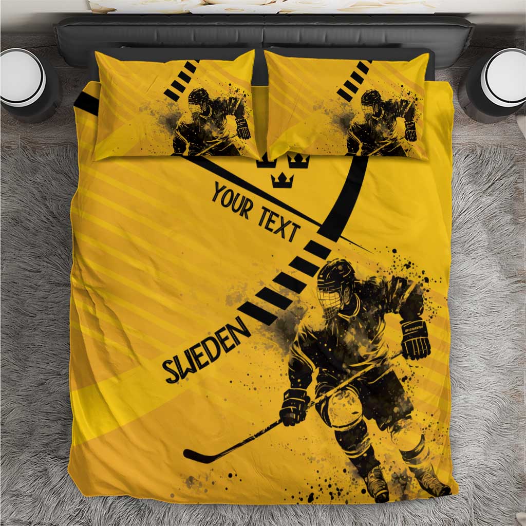 Sweden Ice Hockey Personalized Bedding Set Tre Kronor - GO Sweden