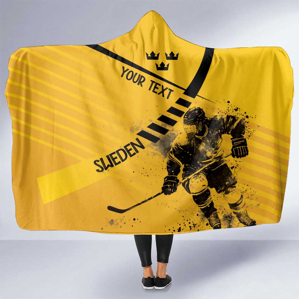 Sweden Ice Hockey Personalized Hooded Blanket Tre Kronor - GO Sweden