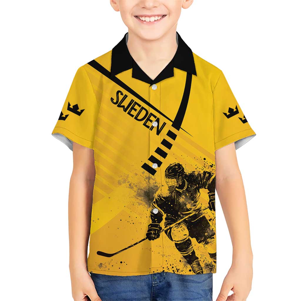 Sweden Ice Hockey Personalized Kid Hawaiian Shirt Tre Kronor - GO Sweden