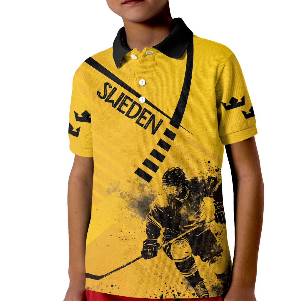 Sweden Ice Hockey Personalized Kid Polo Shirt Tre Kronor - GO Sweden