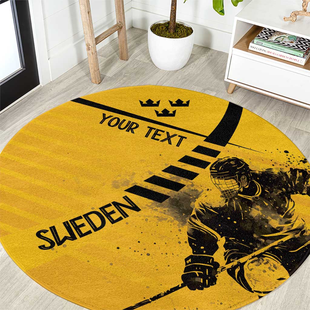 Sweden Ice Hockey Personalized Round Carpet Tre Kronor - GO Sweden