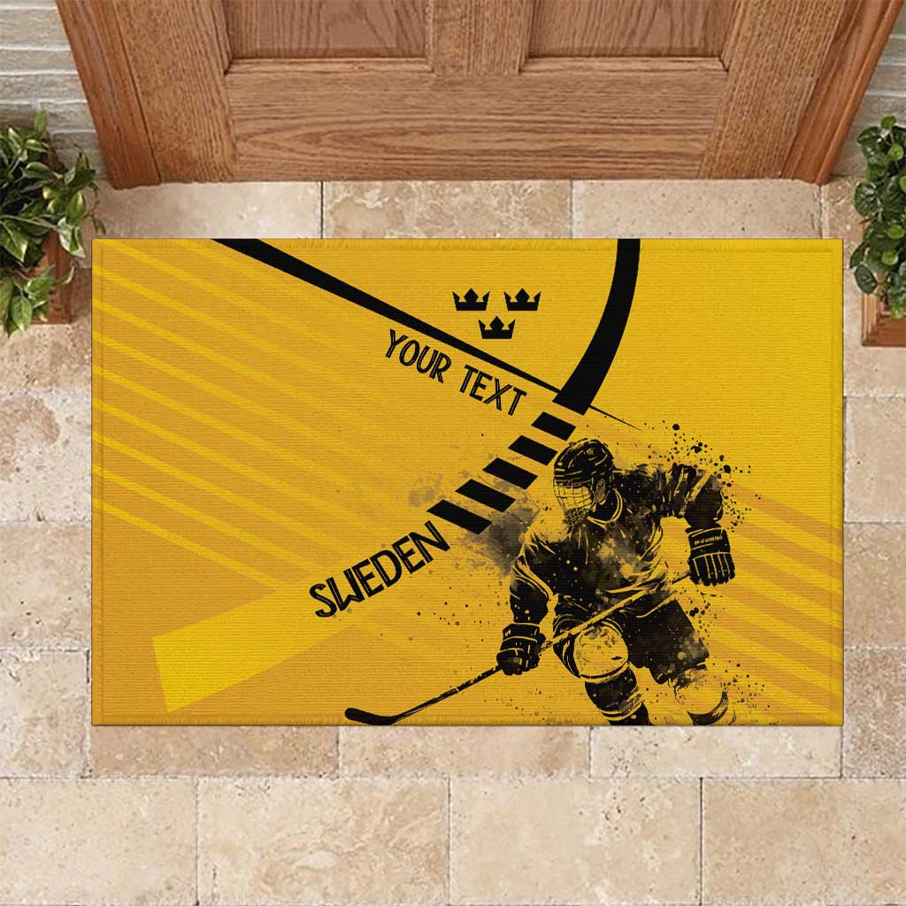 Sweden Ice Hockey Personalized Rubber Doormat Tre Kronor - GO Sweden